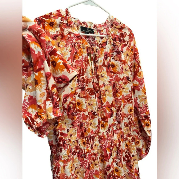 Suzanne Betro tie notch neck smock waist dress size XL - Picture 5 of 9